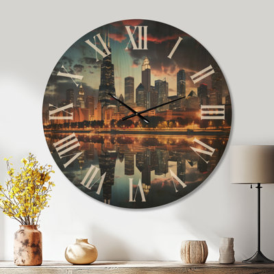 Horloge murale Chicago Cityscape II