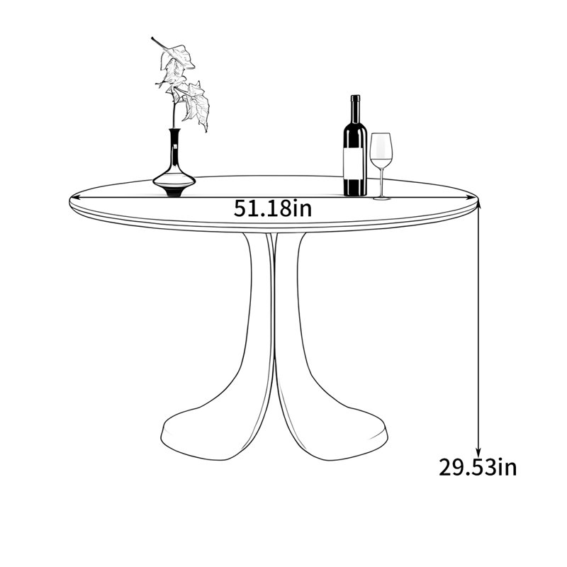 Table de salle à manger, 29.53''H x 51.18''L x 51.18''W