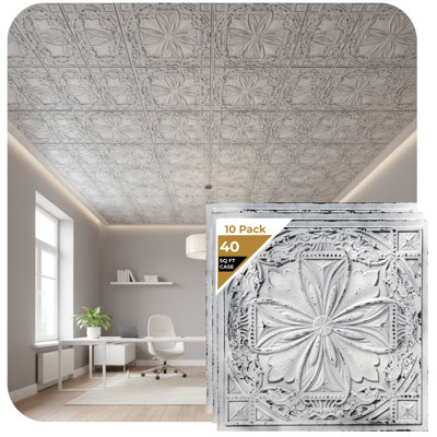 Milan 24'' L x 24'' W Textured PVC Drop-In & Glue Up Ceiling Tile Ceiling Tile