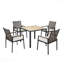 Ensemble de table de salle à manger 5 pièces de couleur brun café avec ensemble de conversation de patio et trou de parasol en rotin pour l'extérieur