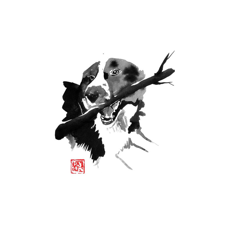 Dog Wood 1 Piece Painting on Canvas, 30.48 cm H x 45.72 cm W, Wrapped Canvas