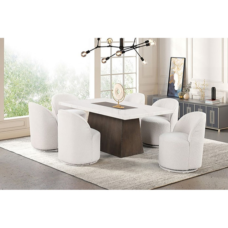 Ensemble de table de salle à manger 7 pièces avec chaise pivotante Wessel