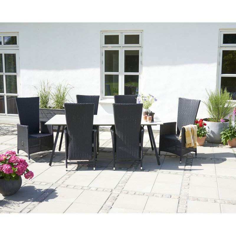 Carleton 6 - Person Wicker Patio Dining Set with Rectangular Table