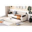 Lit de jour simple sans sommier avec rangement - gigogne tapissier beige