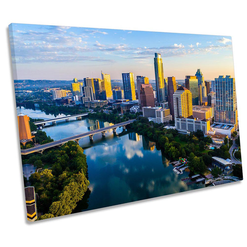 Austin Texas City Skyline Framed - Wrapped Canvas Print, 40.6cm H x 61cm W x 2cm D