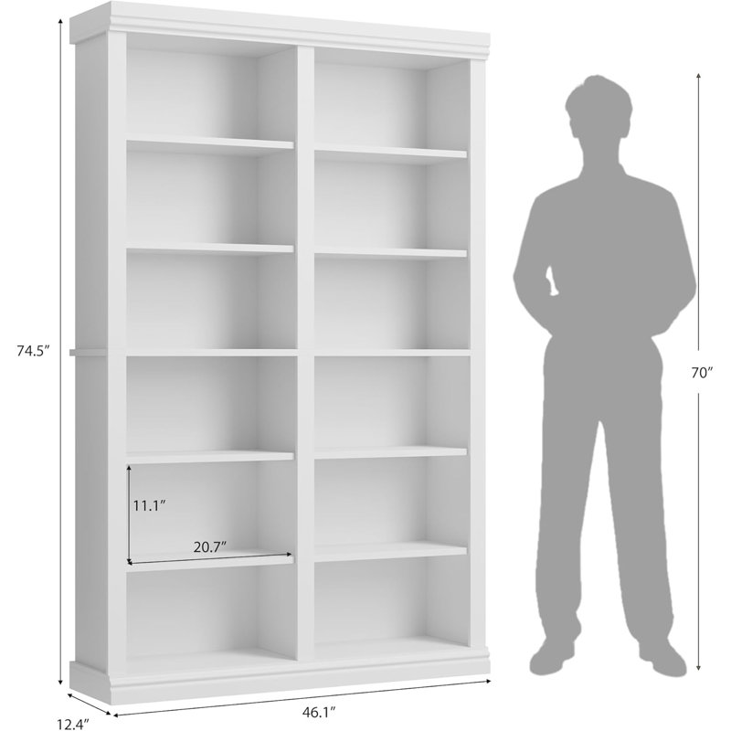 189.2cm H x 117.1cm W Standard Bookcase, White