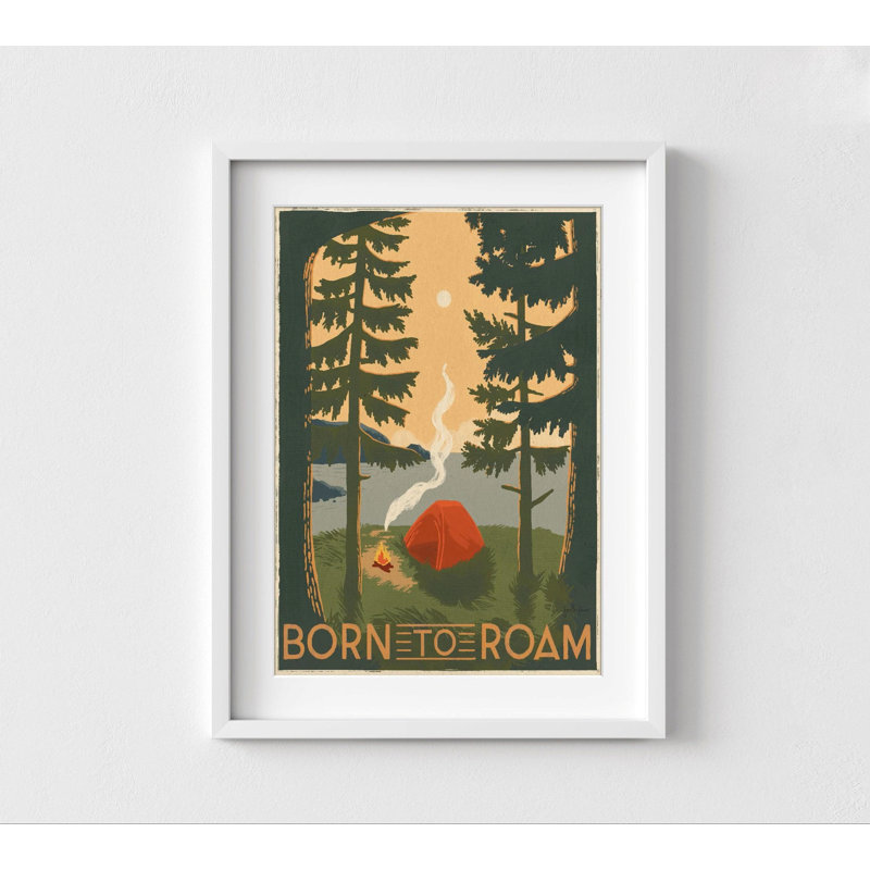Retro Camping Poster, Framed Camping Poster Oversized Wall Art, Vintage Camping Poster, Camping Wall Art, Nature Large Wall Art