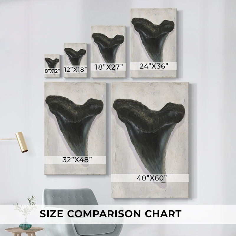 Watercolor Sharks Tooth I-Premium Gallery Wrapped Canvas -Ready to Hang, 48" H x 64" W