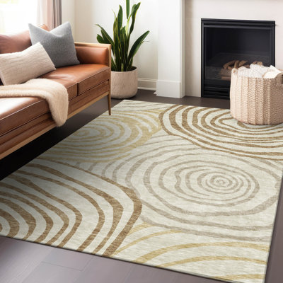 Premium Machine Washable Prisco Gold Rug