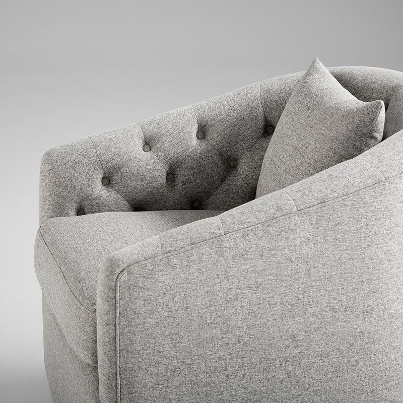 Contemporary Swivel Accent Chair in Sophisticated Gray with Wood Base