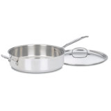 Chef's Classic Stainless Steel Sauté Pan with Helper Handle & Cover