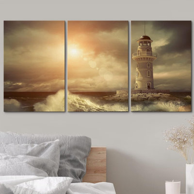 Phare sur la mer sous le ciel 3 pièces