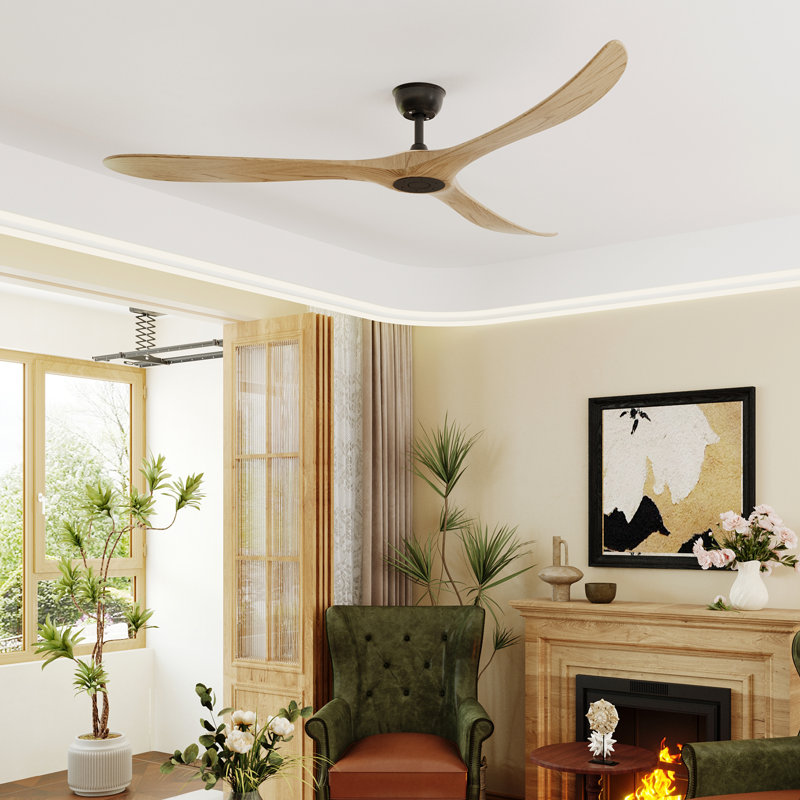 Ventilateur de plafond, Bois beige, 72 po de largeur