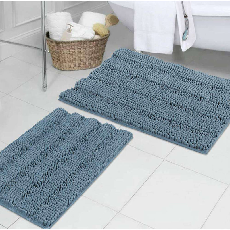 Ruhl Luxury Extra Plush Extra Soft Absorbent Chenille Bath Rugs Rubber Backing Quick Dry Machine Washable Bath Mats 2 Piece 17"x24 & 20"x32" Bath Mat Set
