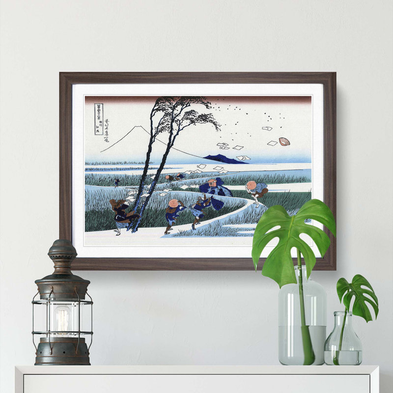 Ejiri in the Suruga Province by Katsushika Hokusai - Picture Frame Painting Print, 36cm H x 48cm W x 2cm D, Walnut Framed