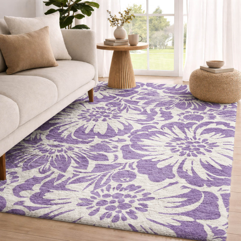Tapis à poil long de qualité supérieure lavable à la machine ADS551, Mauve, 8' x 10'