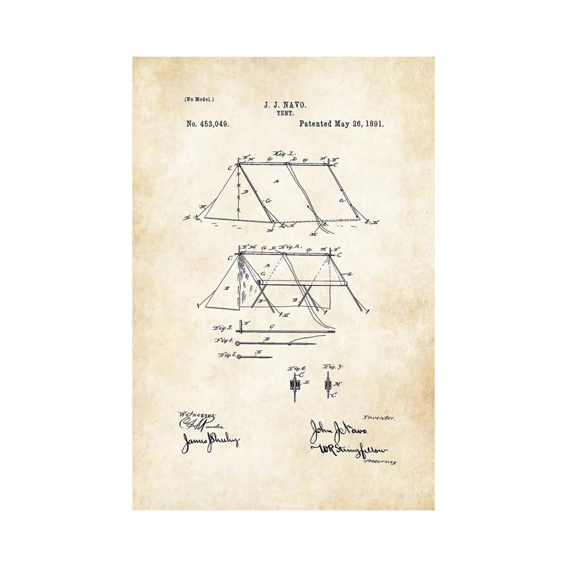 «Camping Tent» par vern77 - reproduction de dessin sur toile tendue, H 40 po x l 26 po x P 1,5 po