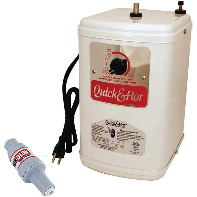 Robinet distributeur d'eau chaude à une poignée 9 po avec réservoir d'eau chaude Velosah, Cuivre antique
