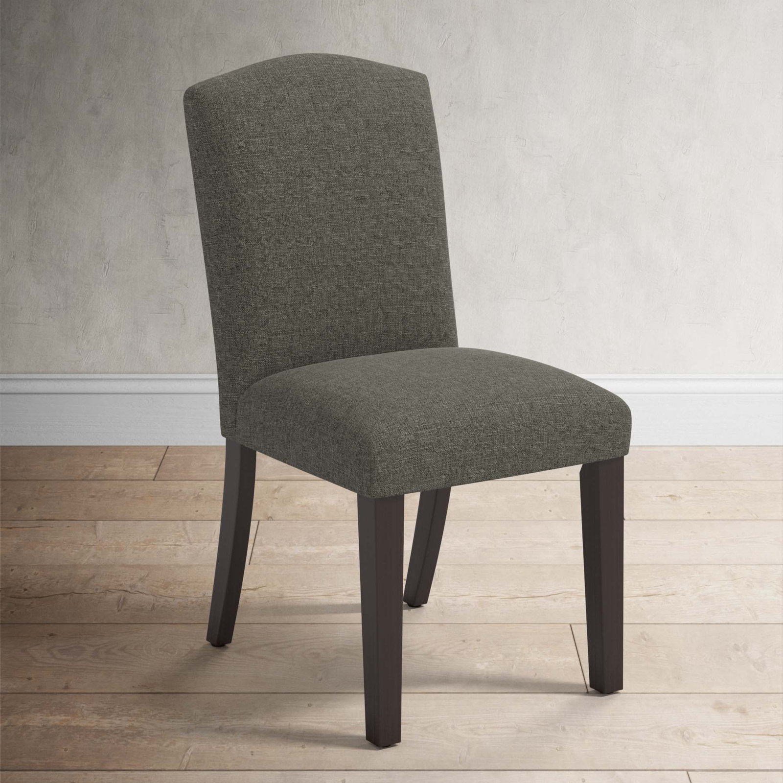 Estrela Dining Chair, Zuma Charcoal Textured Linen, Espresso