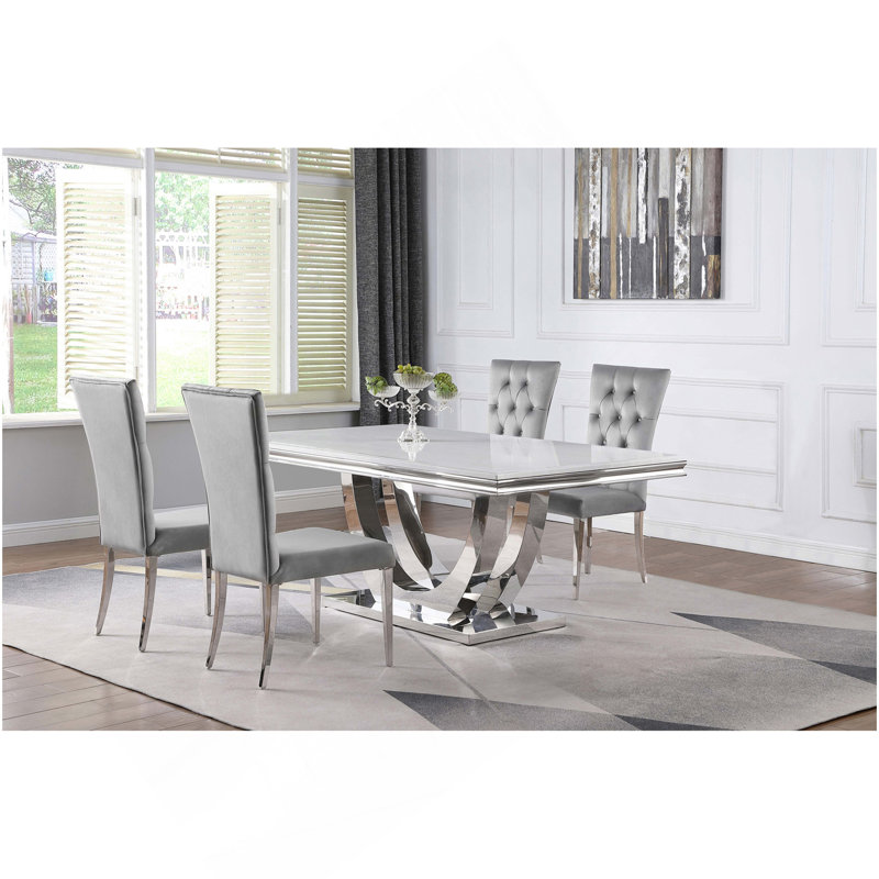 Allessandra Grey 5-Piece Rectangular Dining Room Set