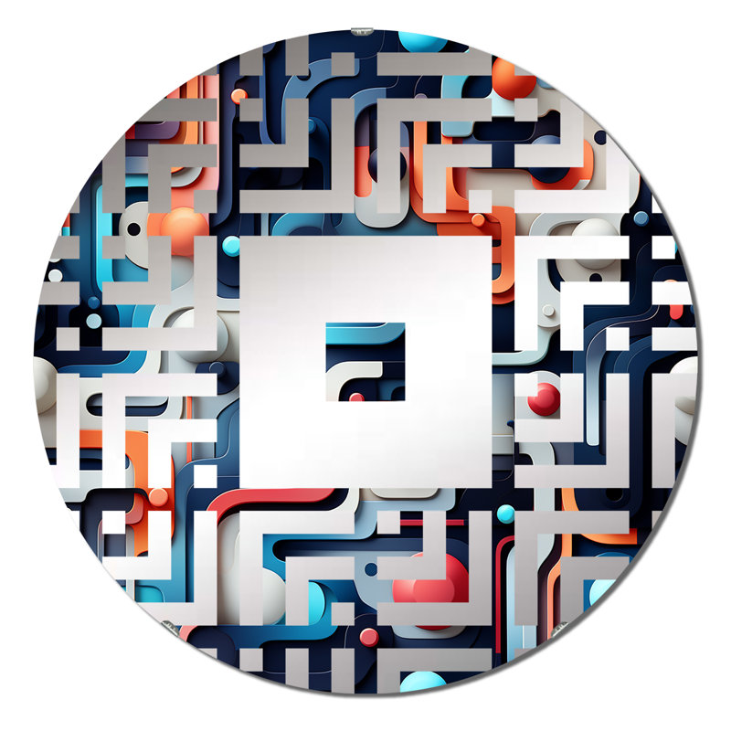 Blue and Orange Futuristic Matrix Vibes - Miroir mural carré, 23,6 po x 23,6 po