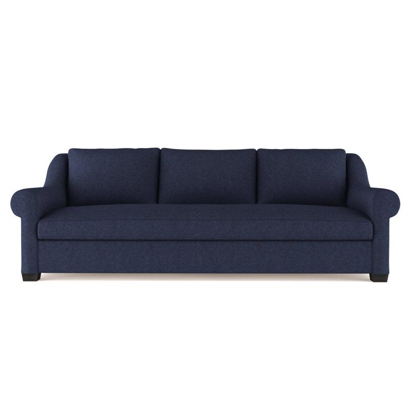 Thompson Rolled Slope-Arm Sofa, Plush Velvet Chocolate, Ebony, 32" H x 84" W x 41" D