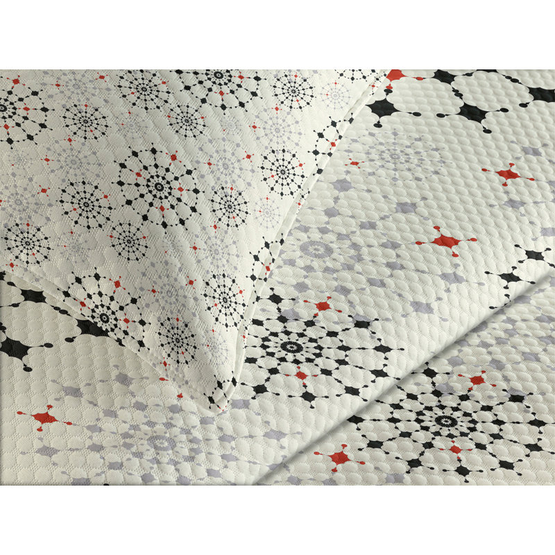 Ambesonne Colorful Bedspread Set Dotted Wheel Like Circles Multicolor, King Coverlet/Bedspread + 2 Standard Shams