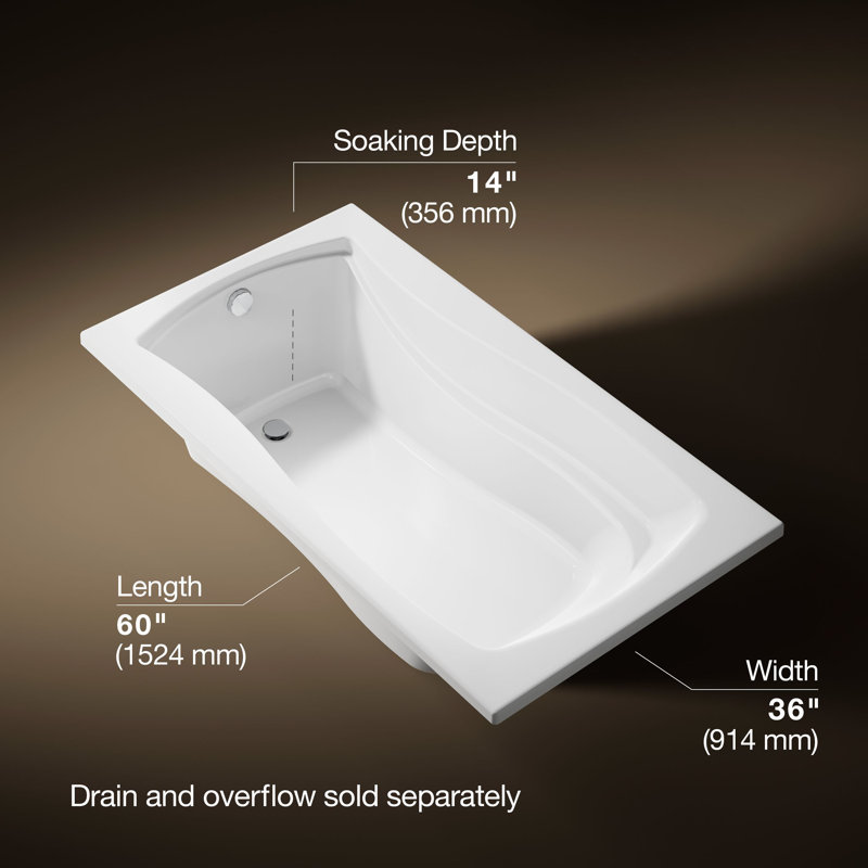 Mariposa 60" x 36" Soaking Bathtub, White