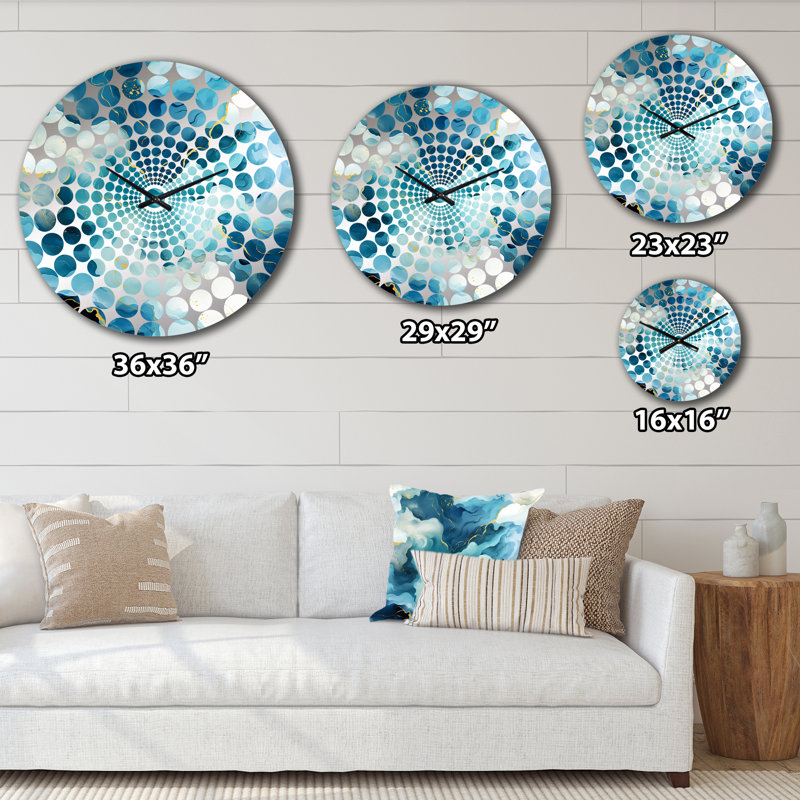 Horloge murale en marbre zen bleu et blanc, Grand