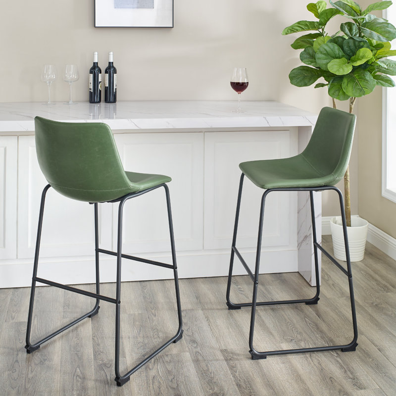 Tabouret de bar / de comptoir en similicuir Oconnor, Vert, Tabouret de bar - siège d'une hauteur de 29 po