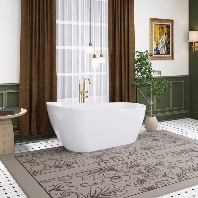 67" Glossy White Acrylic Freestanding Soaking Bathtub