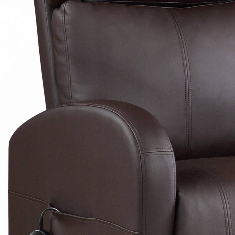 Fauteuil inclinable électrique en cuir synthétique, Brun