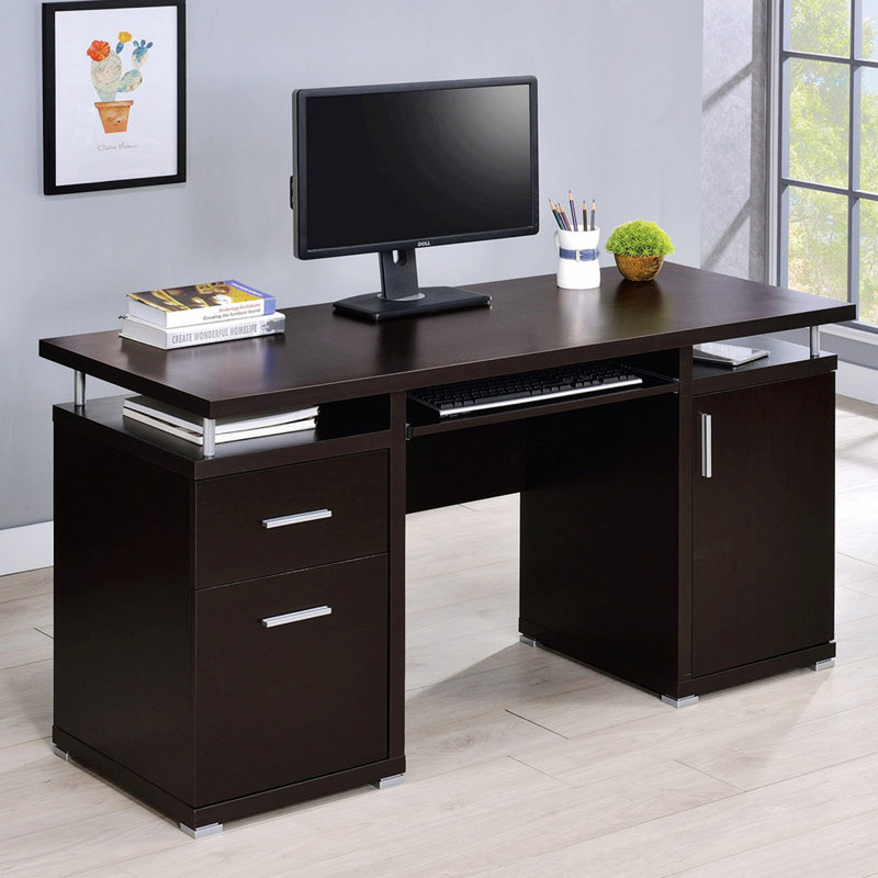Bureau d'ordinateur avec tiroirs et armoire