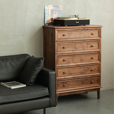 Commode d'appoint style rétro en noyer noir