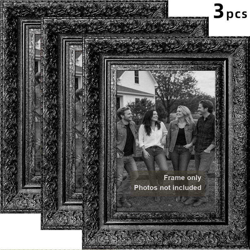 Cadre photo noir 3 pièces 8 "x 10" noir, Noir, 3, 8 po x 10 po