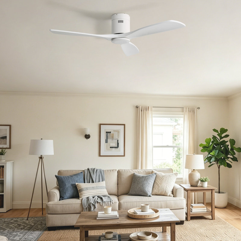 Ventilateur de plafond 3 pales Nicola, White Finish with White Blades