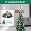 Arbre de Noël artificiel escamotable 7 pi, PVC vert, 200 DEL blanc chaud, télécommande, or et argent