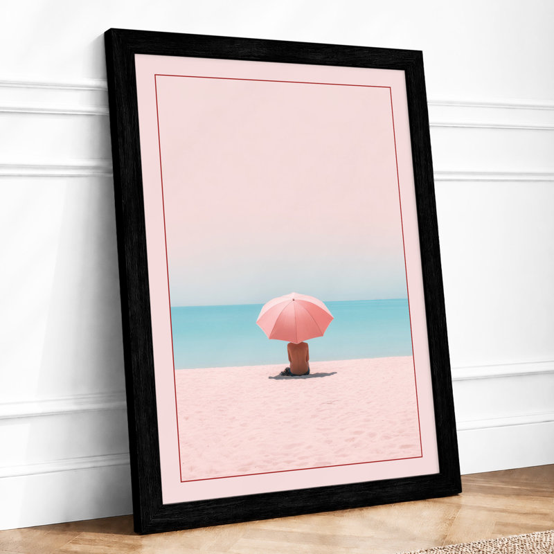 Solitude by the Sea Minimalist - Framed Print, Black, A3 - 42.0 x 29.7 cm