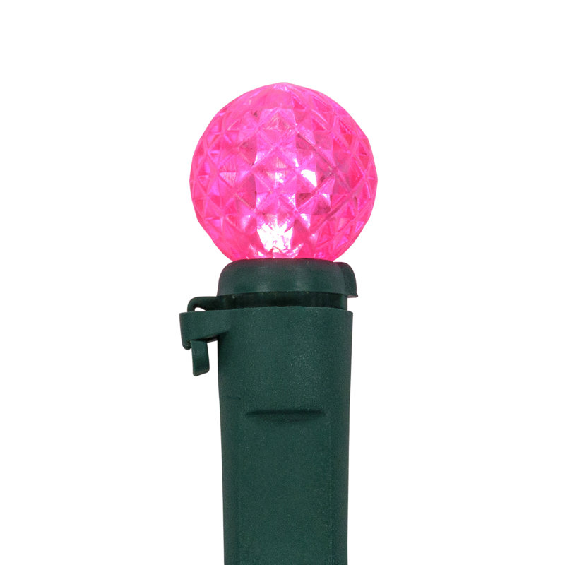 Lumières de Noël DEL G12 Berry - fil vert 16 pi - 50 carats, Rose