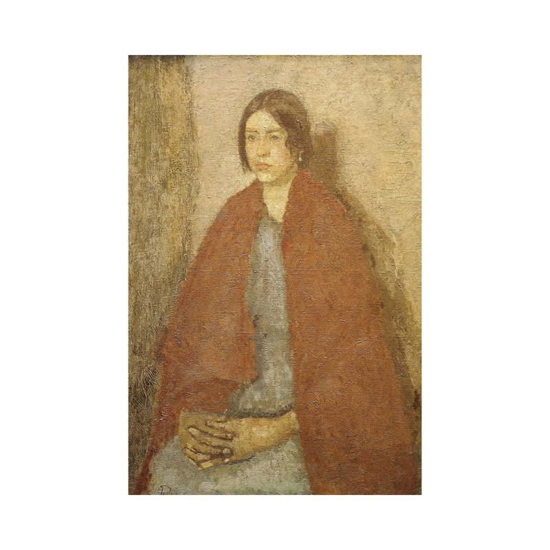 Young Woman In A Red Shawl, 1 Piece Wall Art on Canvas, 101.6 cm H x 66.04 cm W, Wrapped Canvas