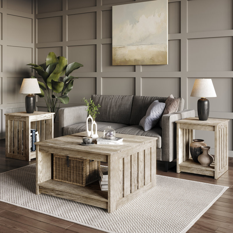 Nashua 3 Piece Coffee Table Set, Antique Gray