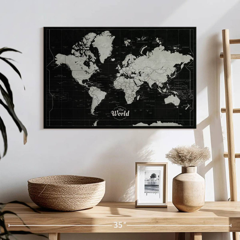 Push Pin World Alvertia - foncé, H 16 po x l 24 po