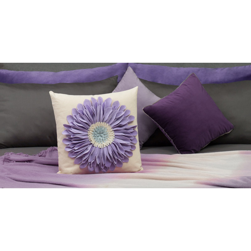  Housse de coussin décoratif à motif floral Appliqued, Vert banane / beige