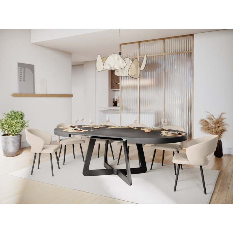 Jahkeim Extendable Beech Round Dining Table, Black