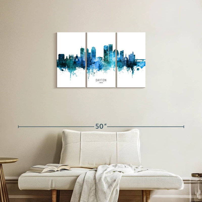 Dayton Ohio Skyline III, H 20 po x l 33 po