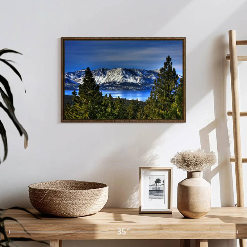 Lac Tahoe, Sierra, 19 po x 13 po, Cadre flottant noyer
