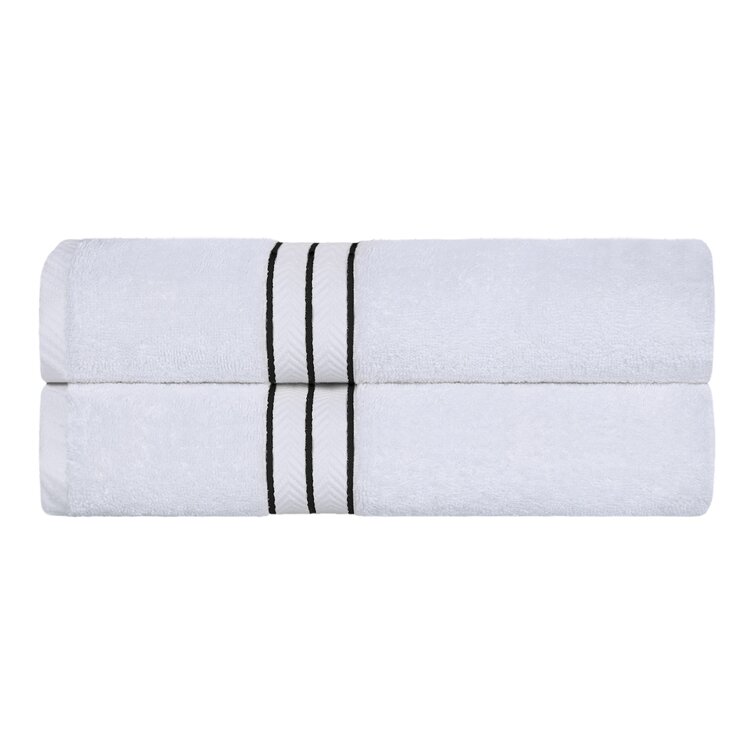 Chic Home Dobby Border Turkish Cotton 4 Piece Bath Towel Set in White