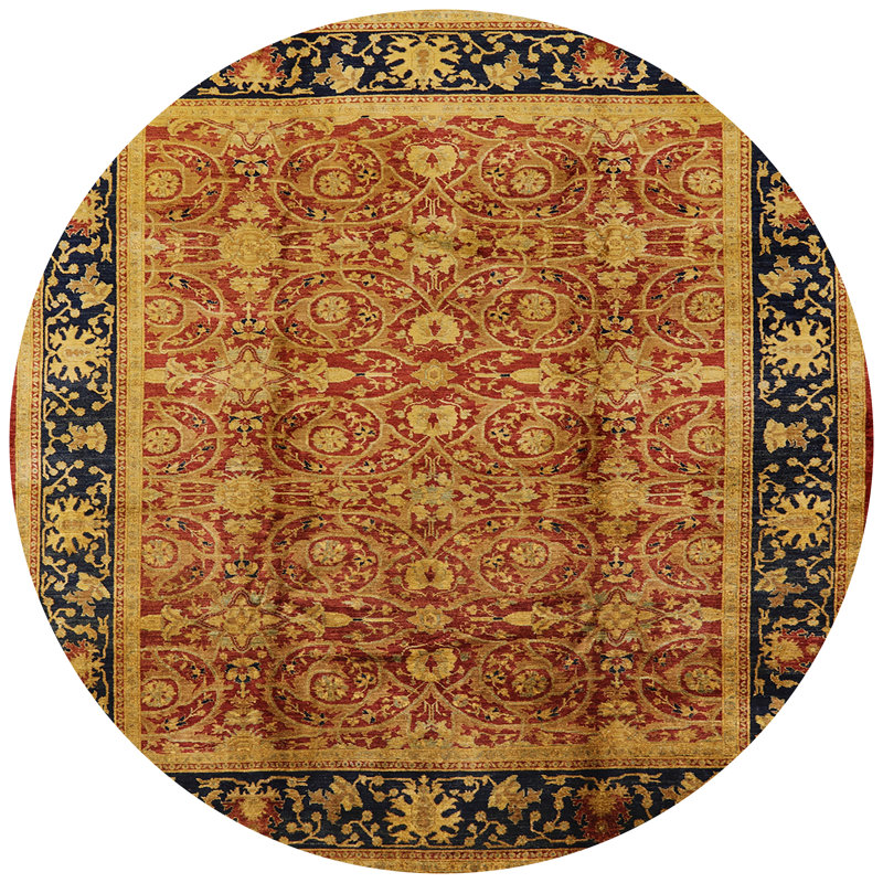 Tapis doré / rouge / bleu foncé Rafn, Rond 6 pi