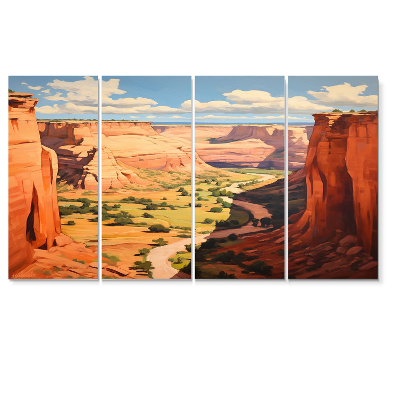 Arizona Archangel Mountain View - Canyon, art mural 4 pièces, H 32 po x l 64 po