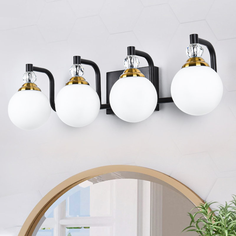 Luminaire de meuble-lavabo de salle de bain avec abat-jour en verre blanc opale, 4